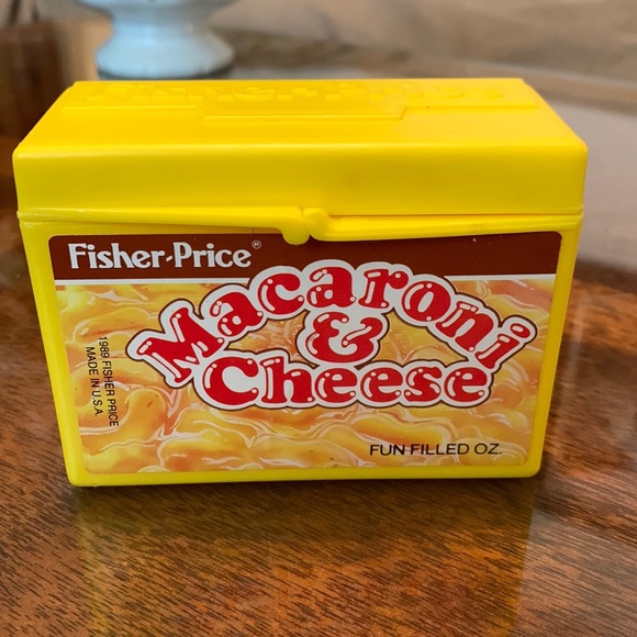 Other - Fisher Price Macaroni & Cheese Box play kitchen Food 1989 Vintage toy yellow